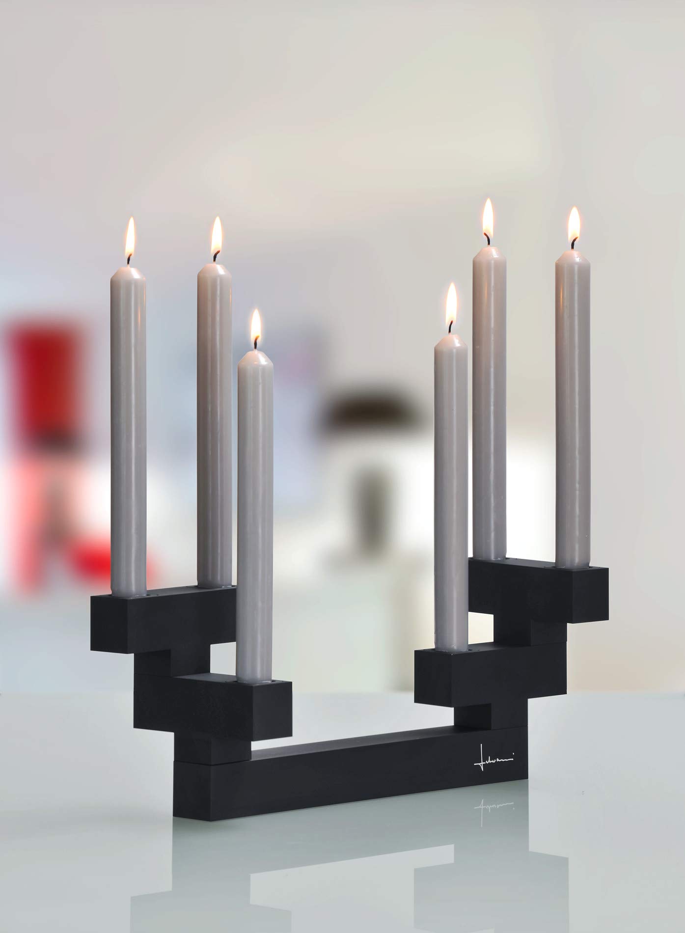 carl-mertens-bricks-modularer-kerzenleuchter-schwarz-mit-kerzen image 4