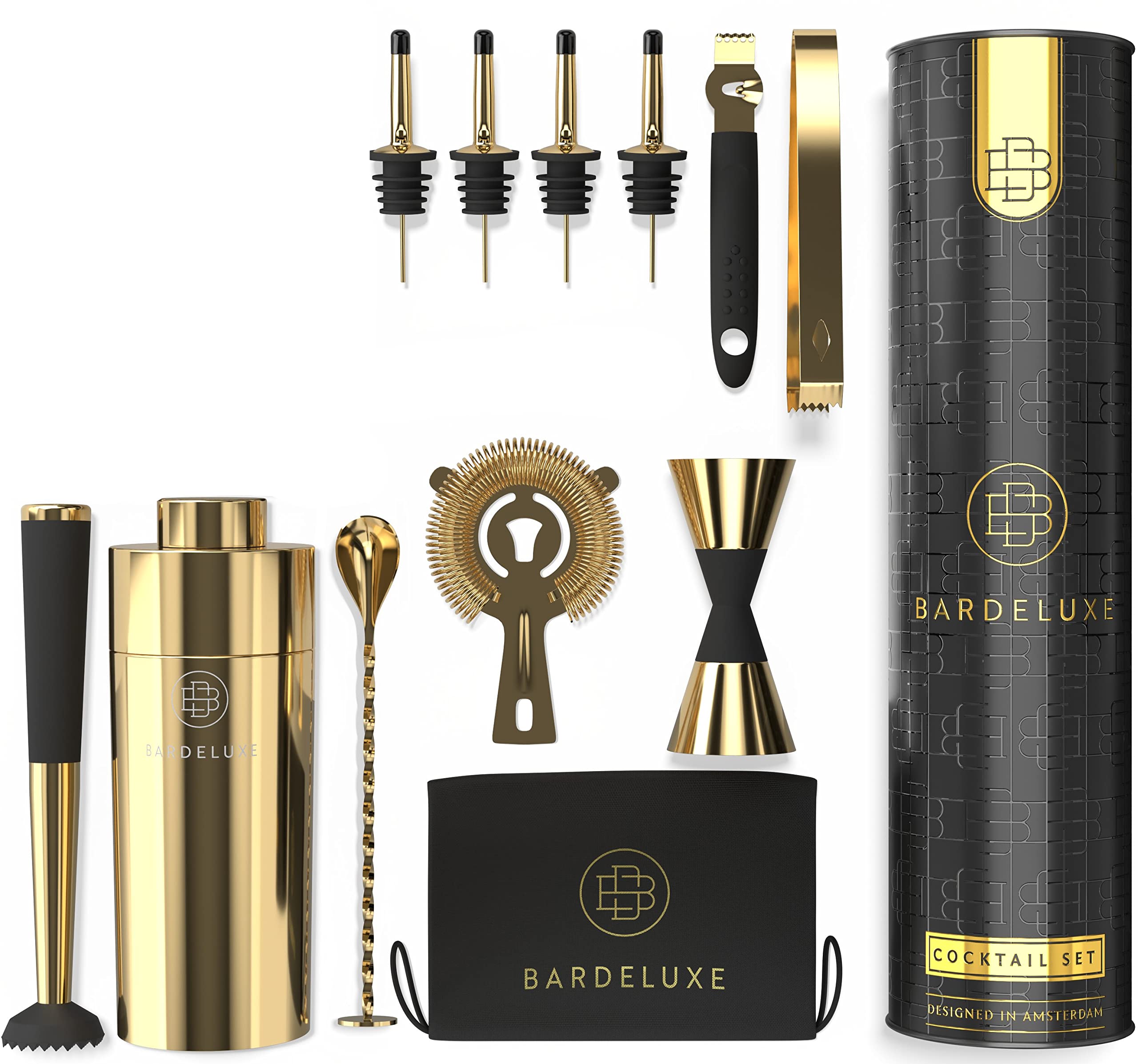 bardeluxe-cocktail-sets-11-teilig-cocktailshaker-set-edelstahl-gold-750ml image 2