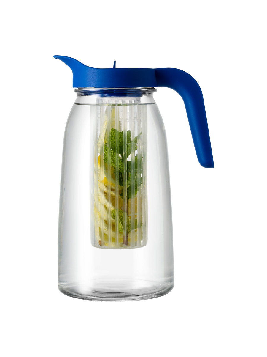 borgonovo-flexy-glaskaraffe-2-l-blau-mit-infuser image 1