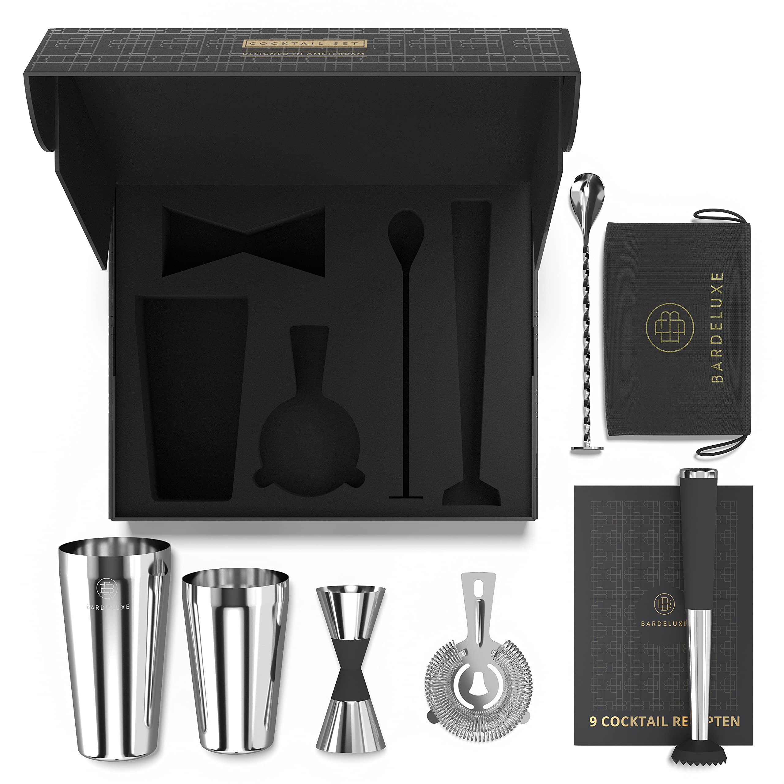 bardeluxe-boston-shaker-cocktail-set-5-teilig-silber-750ml image 3