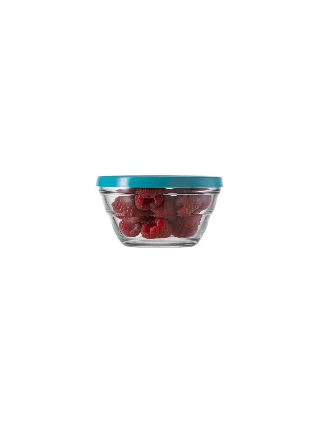 borgonovo-lambada-vorratsdose-glas-240-ml-deckel-blau image 1