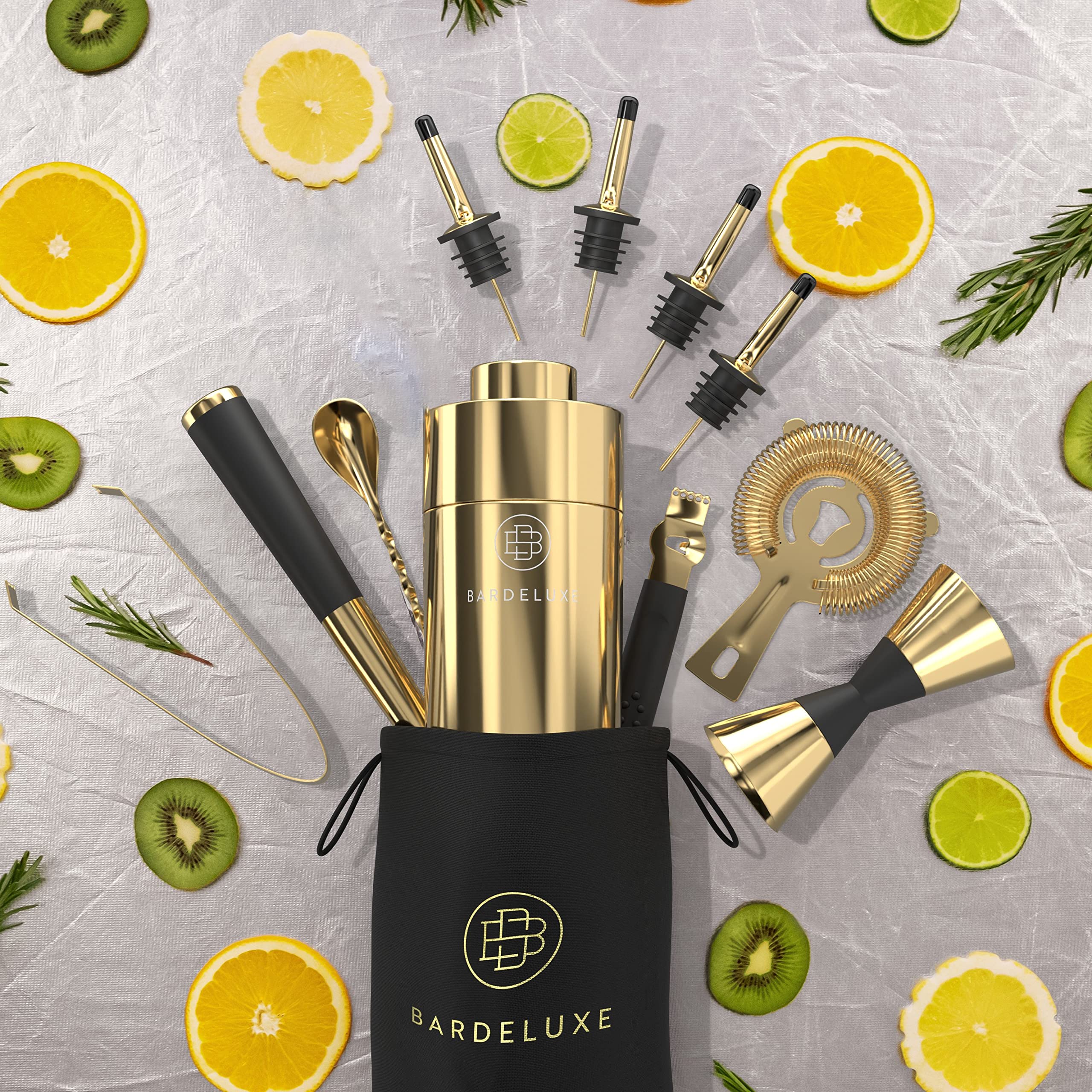 bardeluxe-cocktail-sets-11-teilig-cocktailshaker-set-edelstahl-gold-750ml image 7